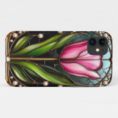 Elegante Gebrandschilderde Tulp Met Gouden Frame Case-Mate iPhone Case (Achterkant (horizontaal))
