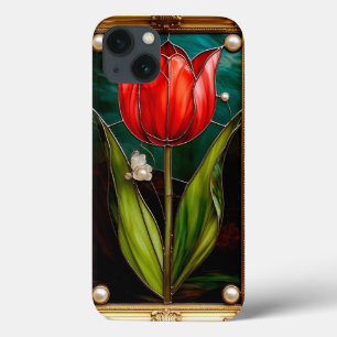Elegante Gebrandschilderde Tulp Met Gouden Frame Case-Mate iPhone Case