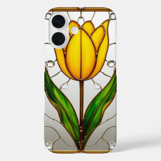Elegante Gebrandschilderde Tulp Met Gouden Lijst Case-Mate iPhone Case (Achterkant)