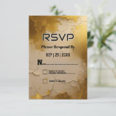 Elegante Gebroken Gouden Folie Trouw RSVP Kaart (Staand voorkant)
