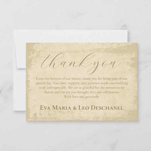 Elegante gebroken witte grunge rand bedankkaart (Voorkant)