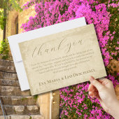 Elegante gebroken witte grunge rand bedankkaart