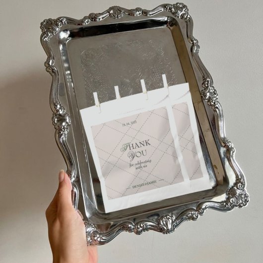 Elegante gecontroleerde vintage bruiloft gast beda bedankzakje