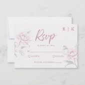 Elegante gedempte Dusky Pink Peony Wedding RSVP Ka (Voorkant)