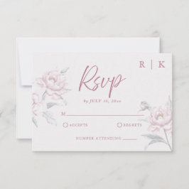 Elegante gedempte Dusky Pink Peony Wedding RSVP Ka