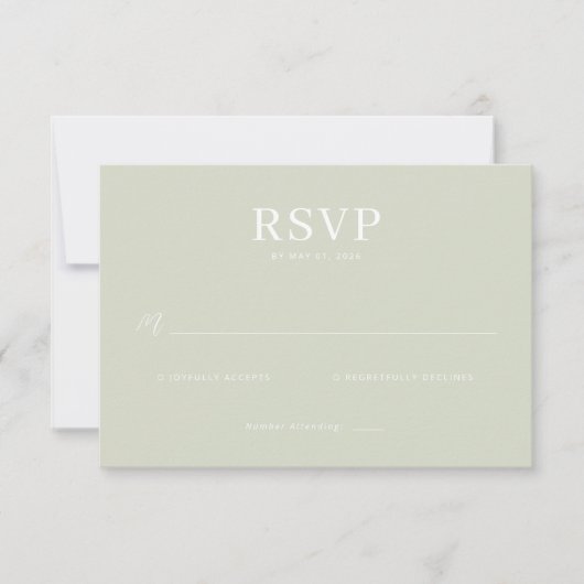 Elegante Gedempte Groene RSVP Kaart (Voorkant)