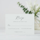 Elegante gedempte groene RSVP kaart (Staand voorkant)