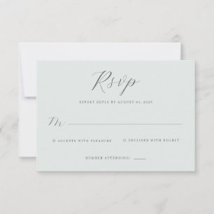 Elegante gedempte groene RSVP-kaart RSVP Kaartje