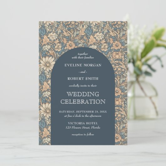 Elegante gedempte pastelkleuren bloemenart nouveau kaart (Staand voorkant)