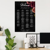 Elegante gedempte roest Bourgondische bloemenbruil Poster (Thuiskantoor)