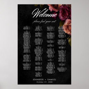 Elegante gedempte roest Bourgondische bloemenbruil Poster