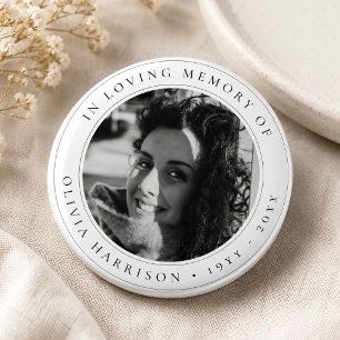 Elegante Gedenk   Rouw Favoriet Zwart en Wit Ronde Button 5,7 Cm