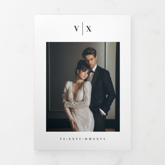 Elegante gedetailleerde foto Tri-Fold bruiloft uit Drieluik Programma (Cover)