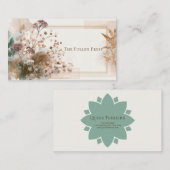 Elegante gedroogde bloemen Boheemse Gouden Glitter Visitekaartje (Voorkant / Achterkant)