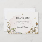 Elegante gedroogde bloemenkrans bruiloft bedankkaart (Voorkant)