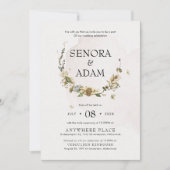 Elegante gedroogde bloemenkrans bruiloft kaart (Voorkant)