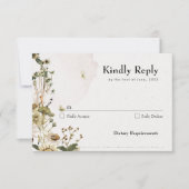 Elegante gedroogde bloemenkrans bruiloft RSVP kaartje (Voorkant)