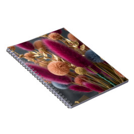 Elegante gedroogde konijnenstaart & pom-pom bloemi notitieboek