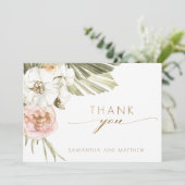 Elegante gedroogde palmbladeren bloemendank u brui bedankkaart (Staand voorkant)