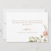 Elegante gedroogde palmbladeren bloemendank u brui bedankkaart (Achterkant)