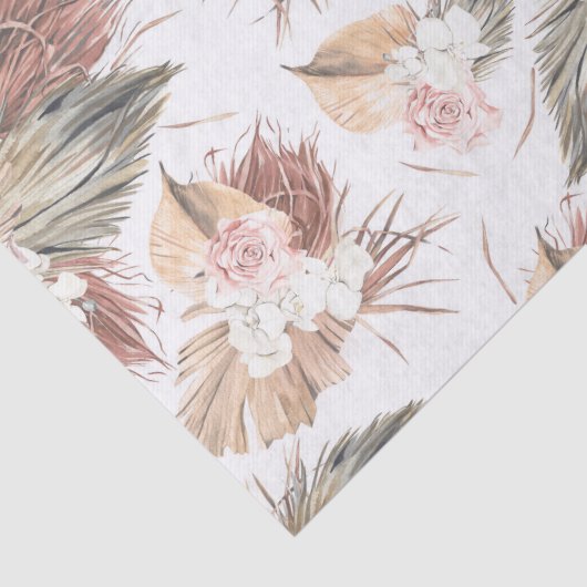 Elegante gedroogde palmbladeren en tropische bloem tissuepapier (Detail)