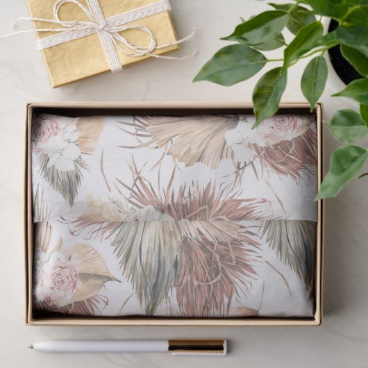 Elegante gedroogde palmbladeren en tropische bloem tissuepapier (Geschenk)