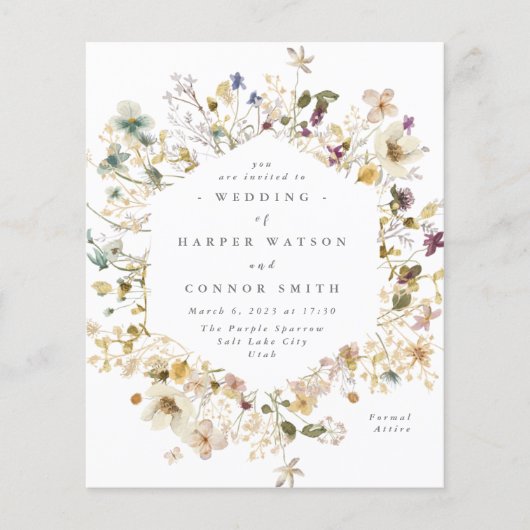 Elegante gedroogde wilde bloem Pampas bloem bruilo Flyer (Voorkant)