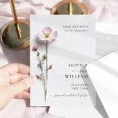 Elegante gedrukte geperste pastel boho bloemen bru save the date