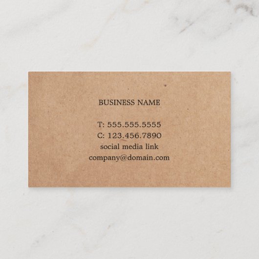 Elegante GEDRUKTE Kraft Getextureerde Witte Consul Visitekaartje (Achterkant)