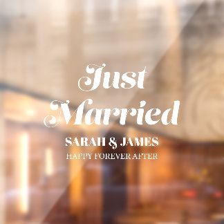 Elegante gedurfde kalligrafie net getrouwd bruilof raamsticker