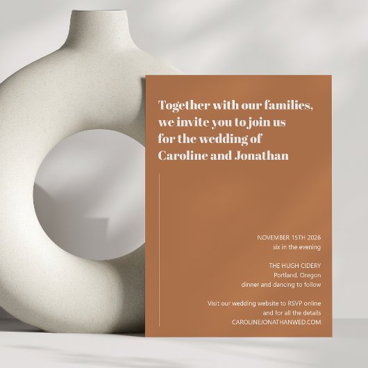 Elegante gedurfde moderne terracotta bruine herfst kaart