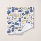 Elegante Geel & Blauw Chanoeka Badkamer Handdoek S (Wasdoekje)