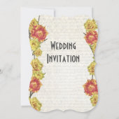 Elegante geel en sinaasappel land bloemenbruiloft kaart (Achterkant)
