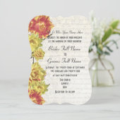 Elegante geel en sinaasappel land bloemenbruiloft kaart (Staand voorkant)