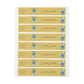 Elegante Geel Gouden Kleur Marine & Witte Rozen Adreslabel Wikkel (Vel)