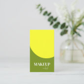Elegante Geel & Groen QR Code Make-up Artist Visitekaartje (Staand voorkant)