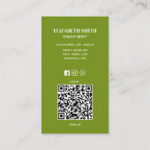 Elegante Geel & Groen QR Code Make-up Artist Visitekaartje (Achterkant)