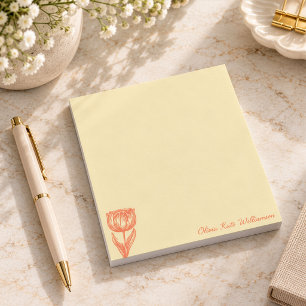 Elegante Geel Oranje Bloemrijke Persoonlijke Scrip Notitieblok