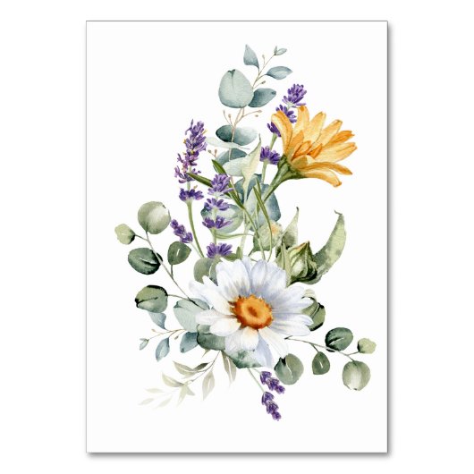 Elegante geel Paarse Wildflower bruiloft Kaart (Achterkant)