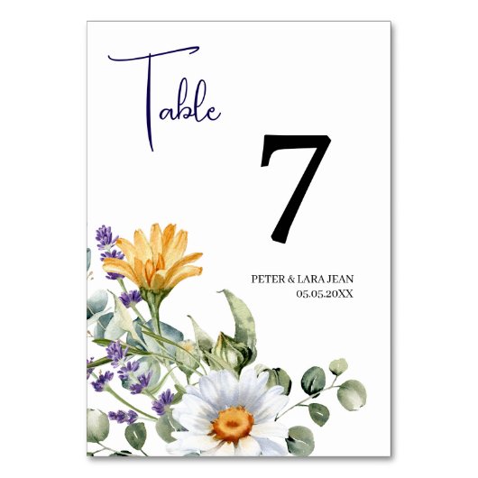 Elegante geel Paarse Wildflower bruiloft Kaart (Voorkant)