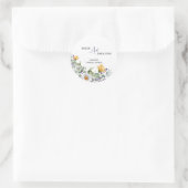 Elegante geel Paarse Wildflower bruiloft Ronde Sticker (Tas)