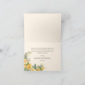 Elegante Geelroos Bloemige Bedankkaart (Binnen)