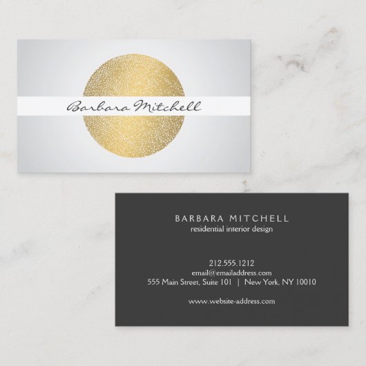 Elegante geëtste gouden cirkel visitekaartje (Voorkant / Achterkant)