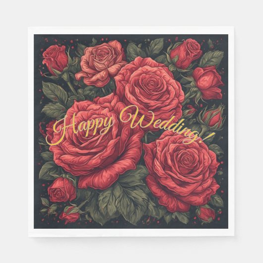 Elegante "Gefeliciteerd met je trouwen" Rozen Papi Servet (Voorkant)