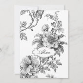 Elegante gegraveerde B&W Bloemen w/Name of Monogra Notitiekaartje (Achterkant)