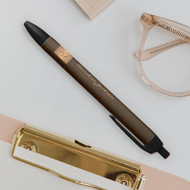 Elegante gegraveerde gouden naam schrift kantoor zwarte inkt pen