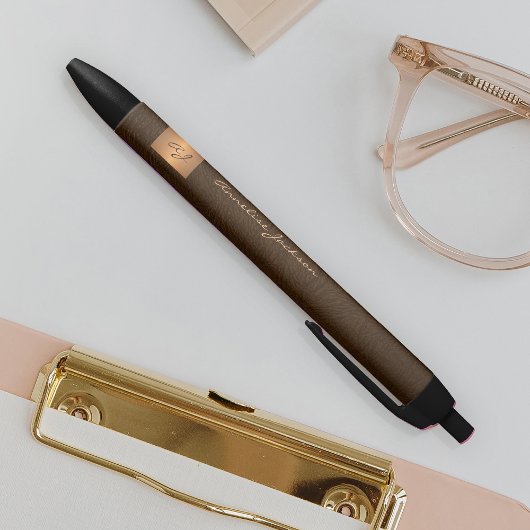 Elegante gegraveerde gouden naam script kantoor zwarte inkt pen