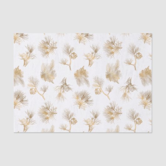 Elegante gegraveerde gouden winterden tissuepapier (Voorkant)