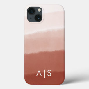 Elegante Gegraveerde Initialen Koper Roest Ombre Case-Mate iPhone Case