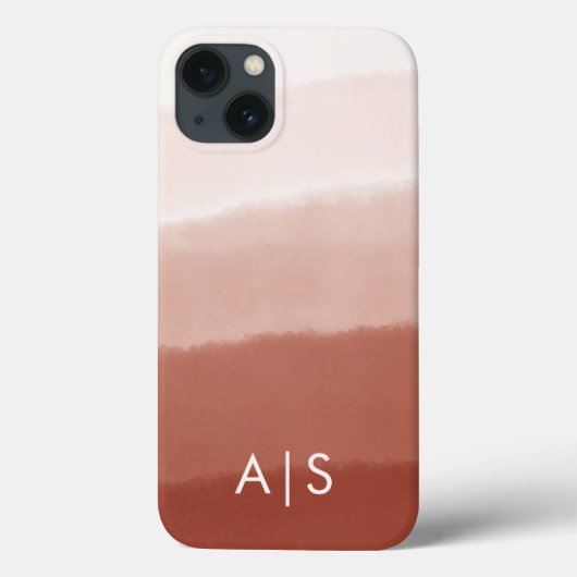 Elegante Gegraveerde Initialen Koper Roest Ombre Case-Mate iPhone Case (Achterkant)